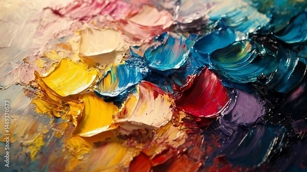Fototapeta Vibrant Palette: A Textured Symphony of Colors in Abstract Oil Painting
