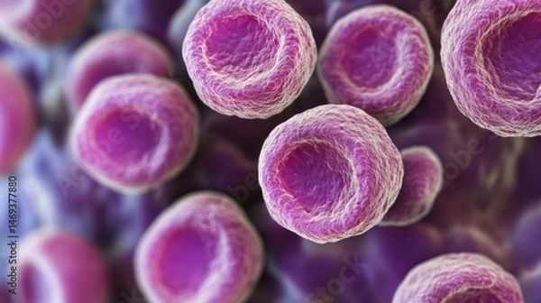 Fototapeta Vibrant Bone Marrow Cells Showcase Intricate Structures and Unique Forms in Close-Up View