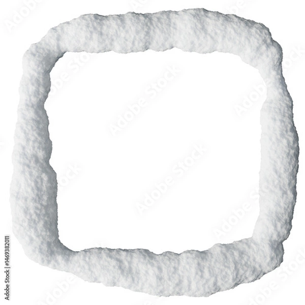 Fototapeta A three-dimensional snow frame creates a unique border against transparent background, perfect for showcasing winter-themed artwork or messages. Ideal for festive designs