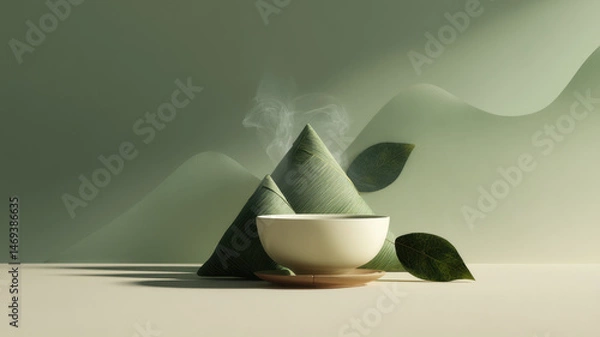 Obraz Chinese Style Zongzi with Teacup Still Life Picture