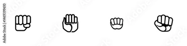 Fototapeta Fist icon set showcasing various styles and sizes for versatile graphic design applications