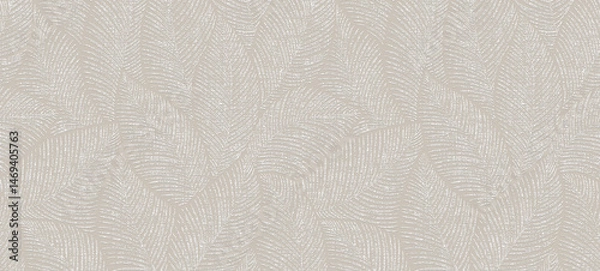 Fototapeta Abstract, monochrome feather-leaf pattern in soft gray tones over a light cream background, forming a seamless texture.