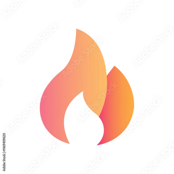 Fototapeta Modern vector icon of a stylized flame in orange and pink gradient. Perfect for branding, UI/UX design, energy or heat concepts, mobile apps, gaming assets, and commercial use.