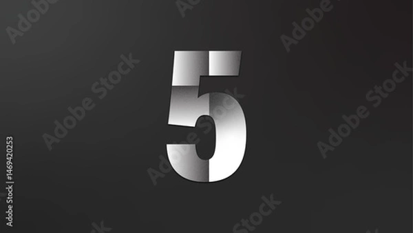 Fototapeta Metal number five 5 vector design with noise texture on a dark background