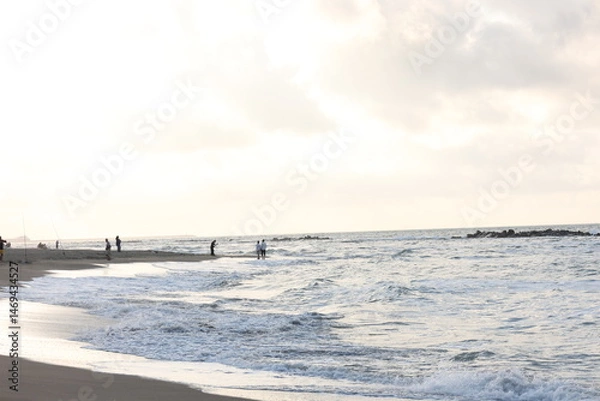 Fototapeta A wonderful view of the evening sunset in Karasu district, which is on the Black Sea coast of Sakarya province in Türkiye
