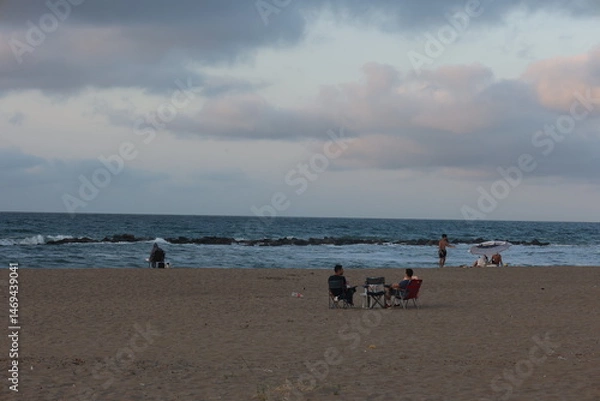 Fototapeta A wonderful view of the evening sunset in Karasu district, which is on the Black Sea coast of Sakarya province in Türkiye