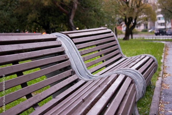 Obraz Wooden park bench, public park, bench.