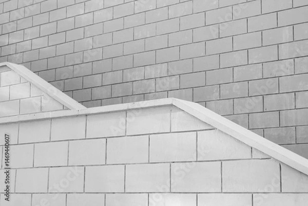Obraz Concrete stairs, sidewalk going up. Blocks of stone architecture in the city.