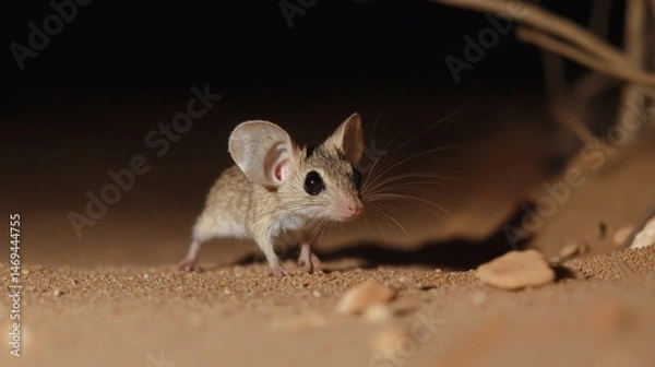 Fototapeta Tiny Desert Mouse in the Night