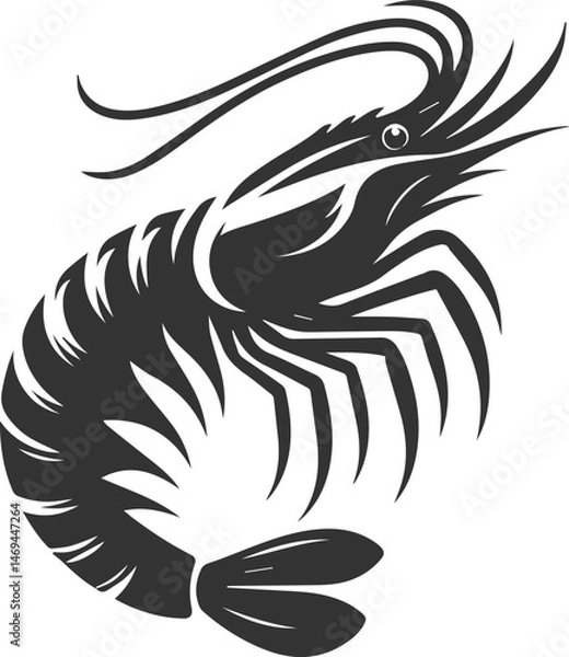 Fototapeta Vector silhouette of a shrimp 