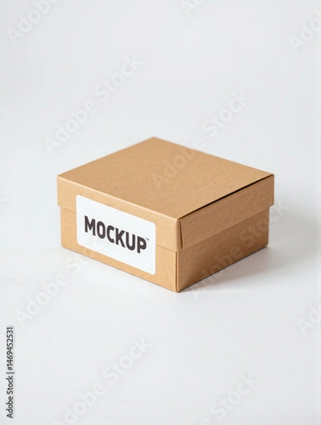 Fototapeta Simple cardboard box mockup. Minimalist design, clean lines. Ideal for presenting products. Modernity and conciseness in every detail.