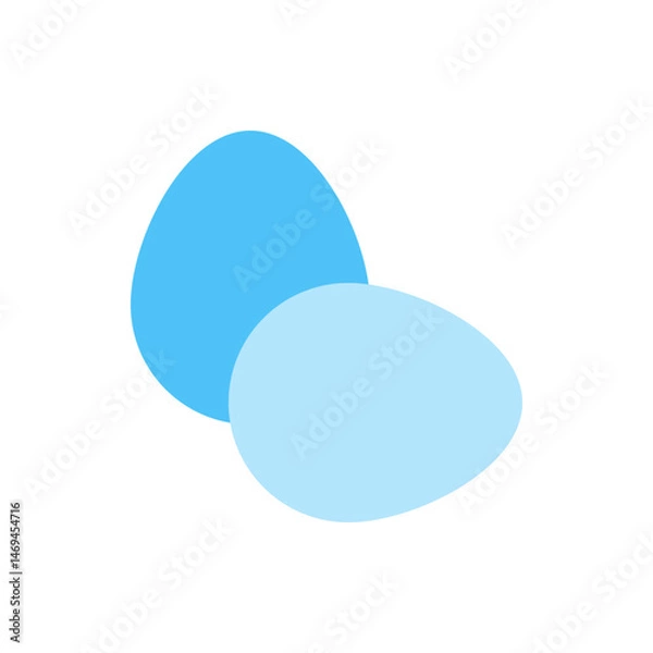 Fototapeta Two oval shapes in different shades of blue overlapping each other on a white background creating a simple design