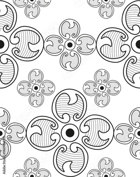 Obraz A seamless pattern of elements in the form of stylized flowers, reminiscent of ancient Russian painting.