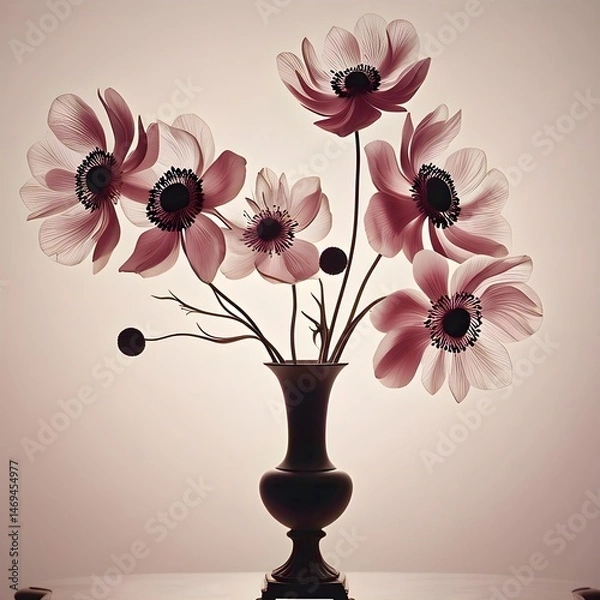 Obraz A silhouette of anemone flowers