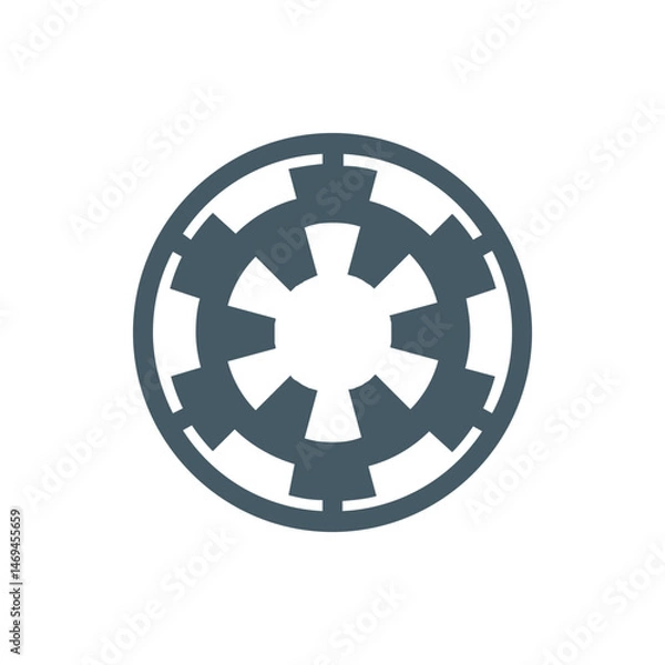 Obraz Circular emblem with radial pattern and outer ring design in a flat style illustration of a symbol