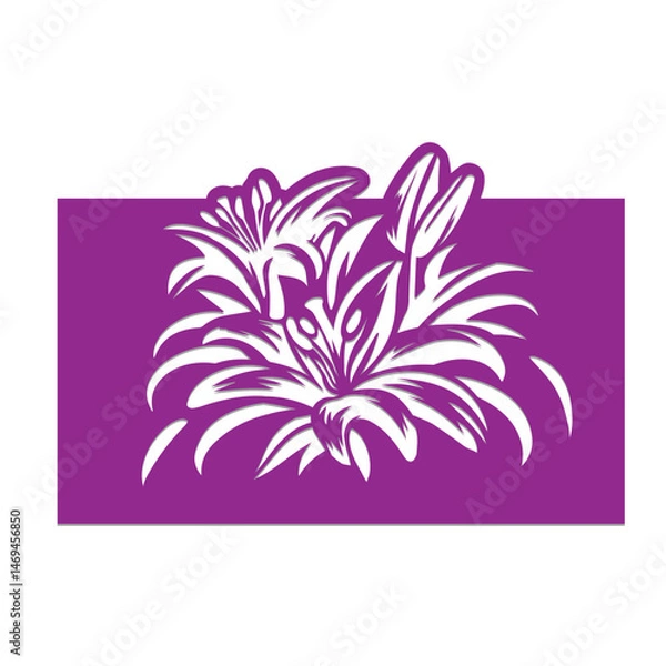 Fototapeta Cut out stencil with lily flowers. Cutting file