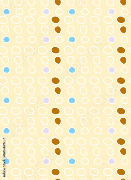 Obraz Vertical rows of vector red, gray spots with a white outline create rhombuses on a pink background.