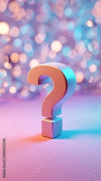 Obraz Large 3D question mark shows doubt, confusion, key decision points, business problems and hidden business stress during Market Crash