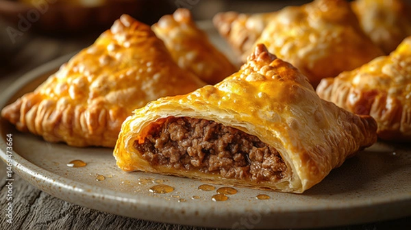 Obraz Chebureks crispy golden turnovers with juicy meat filling