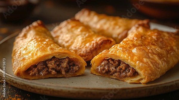 Obraz Chebureks crispy golden turnovers with juicy meat filling