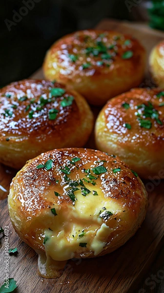 Obraz Cheese and herb-filled belyashi