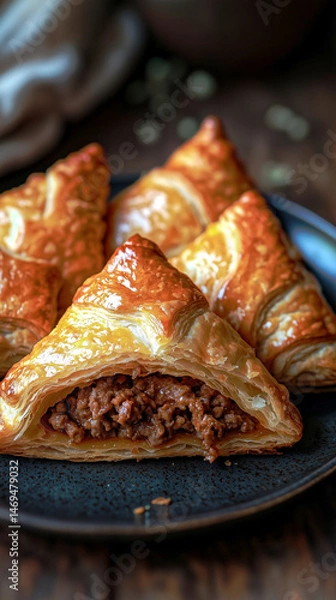 Obraz Samsa crispy triangular puff pastries with a rich meat filling