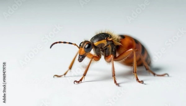 Fototapeta Close-up of a single insect on pure white background, isolated, nature, closeup