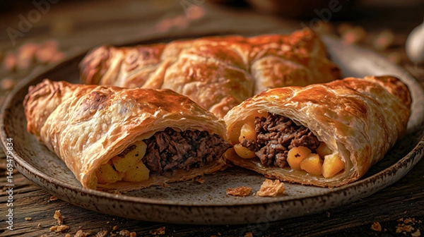 Obraz Tatar echpochmak triangular pastries filled with beef and potatoes