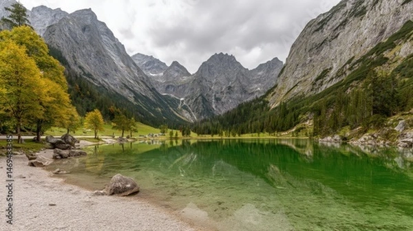 Obraz mountain landscape with lake and mountains