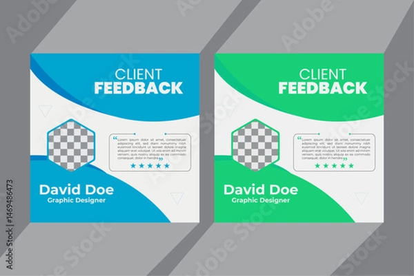 Obraz Client testimonial vector design template, client testimonial social media web banner template, customer feedback testimonial vector template.