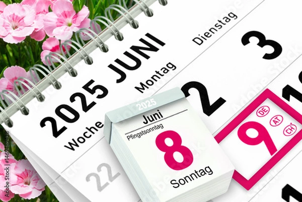 Obraz Kalender Pfingsten 8. und 9. Juni  2025 Pfingstsonntag Pfingstmontag
