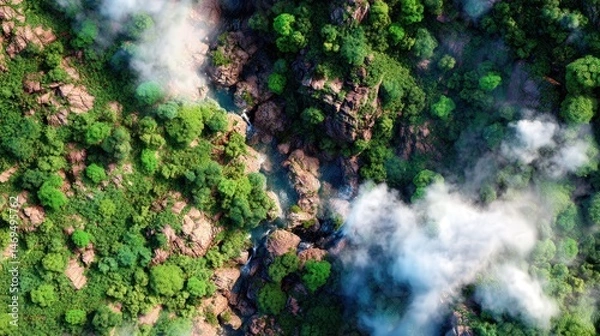 Obraz water flowing into the forest