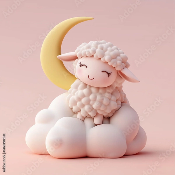 Fototapeta modern Islamic banner for Ramadan, Eid al-Fitr, and Eid al-Adha with lanterns, moon, and cute sheep