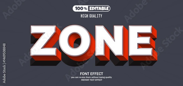 Obraz Zone text effect. Editable text effect