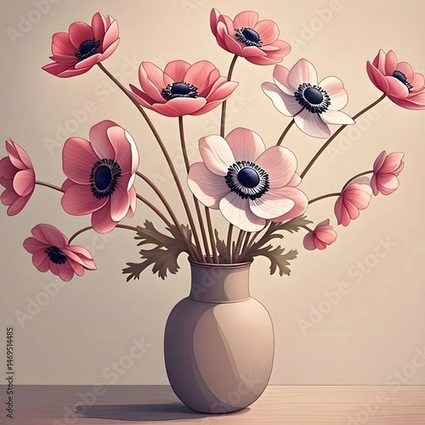 Obraz A vector of anemone flowers