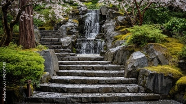 Obraz stone staircase in the garden