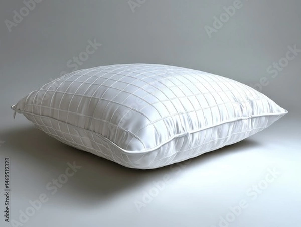 Obraz Square, white pillow with a grid pattern.  It's a simple, modern design