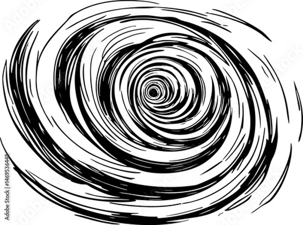 Fototapeta Vortex spiral motion abstract digital illustration black and white close-up view cosmic imagery