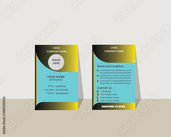 Obraz Print, ID card, Vector template for Print, Professional ID card, Identity Card, Creative Design, Customizable design for Print or digital use.