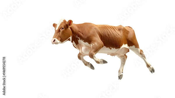 Fototapeta Vibrant Jumping Cow Isolated on Transparent Background for Creative Design Projects