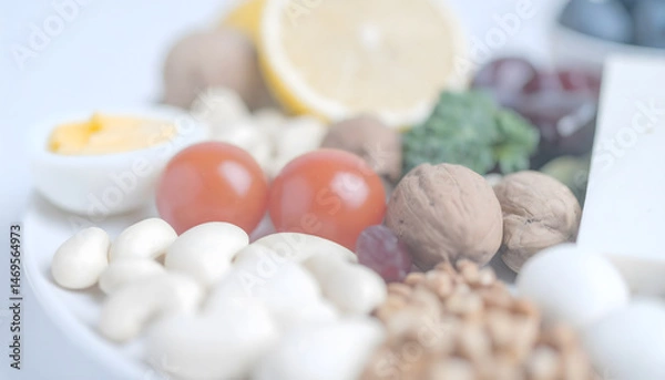 Fototapeta Macro View of a Colorful Mediterranean Breakfast Platter