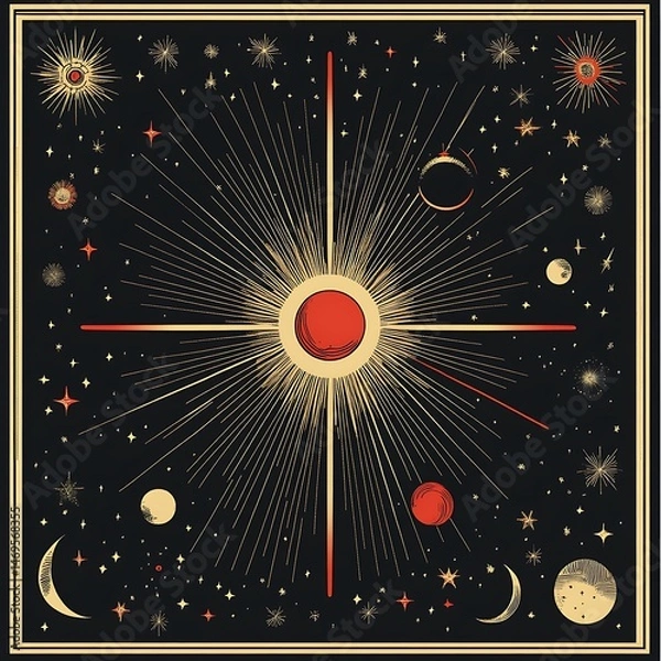 Fototapeta Cosmic Celestial Design, Artistic Illustration, Universe Background, Graphic Design