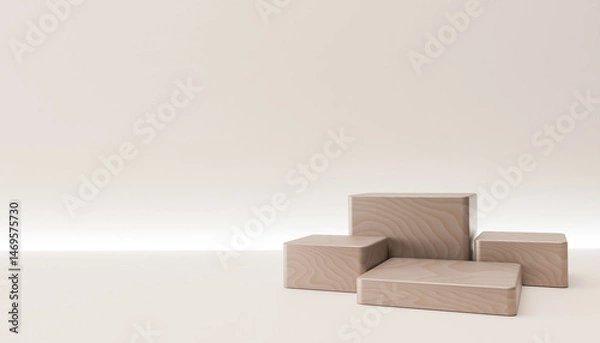 Fototapeta Minimalist Wooden Product Display Podium for Modern Showcase Mockup