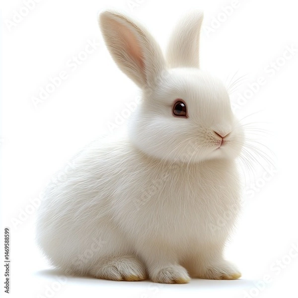 Fototapeta Fluffy white rabbit