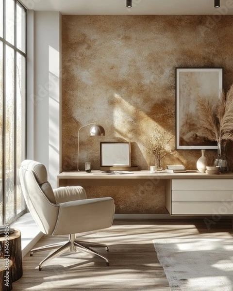 Obraz Modern workspace with warm tones