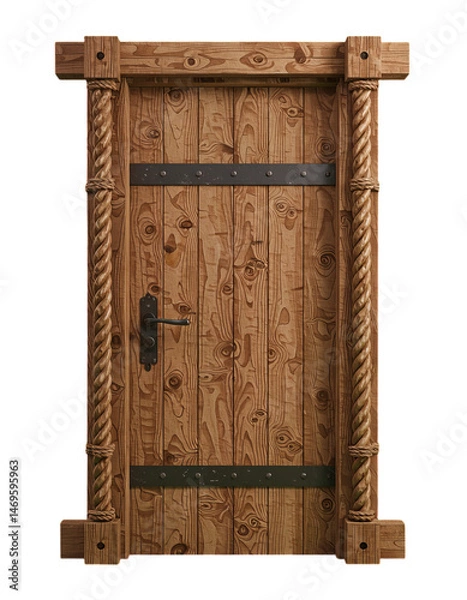 Fototapeta Wooden Door Design, Isolated Transparent Background
