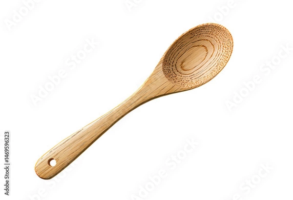 Fototapeta Wooden Spoon, Isolated Transparent Background, Minimalist Design Element