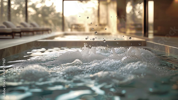 Fototapeta Pool with effervescent bubbles creating a champagne effect