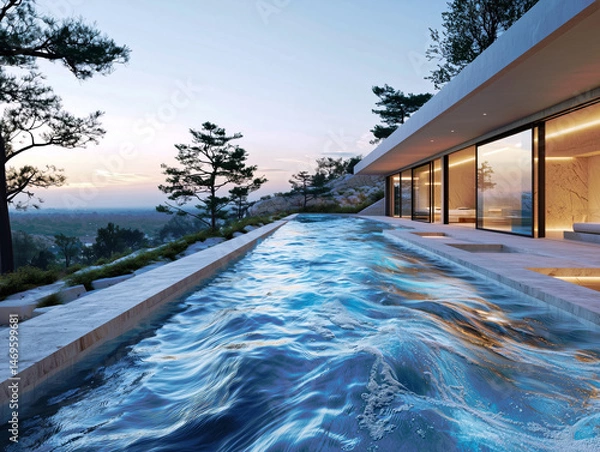 Fototapeta Pool designed with an artificial current simulating a flowing river