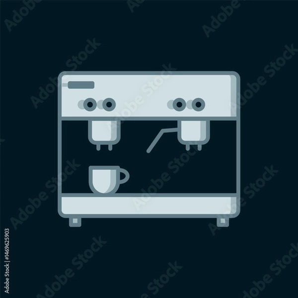 Fototapeta Line Coffee machine icon isolated on black background. Flat filled outline style with shadow. Vector